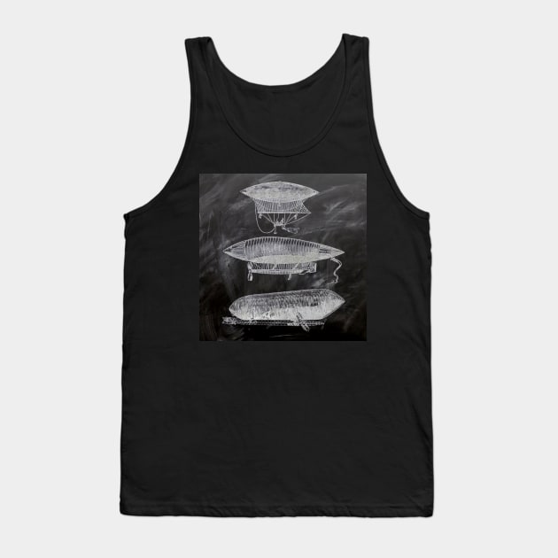 Dark Academia victorian steampunk chalkboard patent print airship Tank Top by Tina